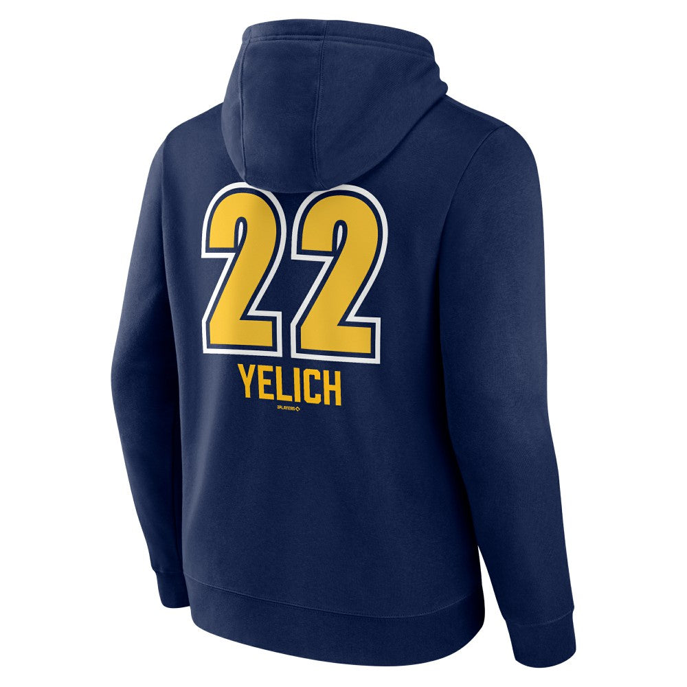 Christian Yelich Milwaukee Brewers Name & Number Fastball Pullover Hoodie | MLB Online