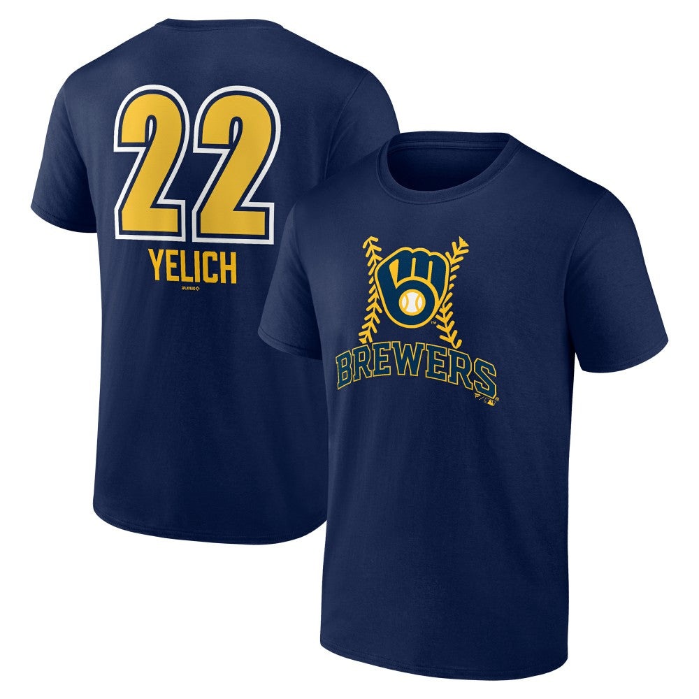 Christian Yelich Milwaukee Brewers Name & Number Fastball T-Shirt | MLB Outlet