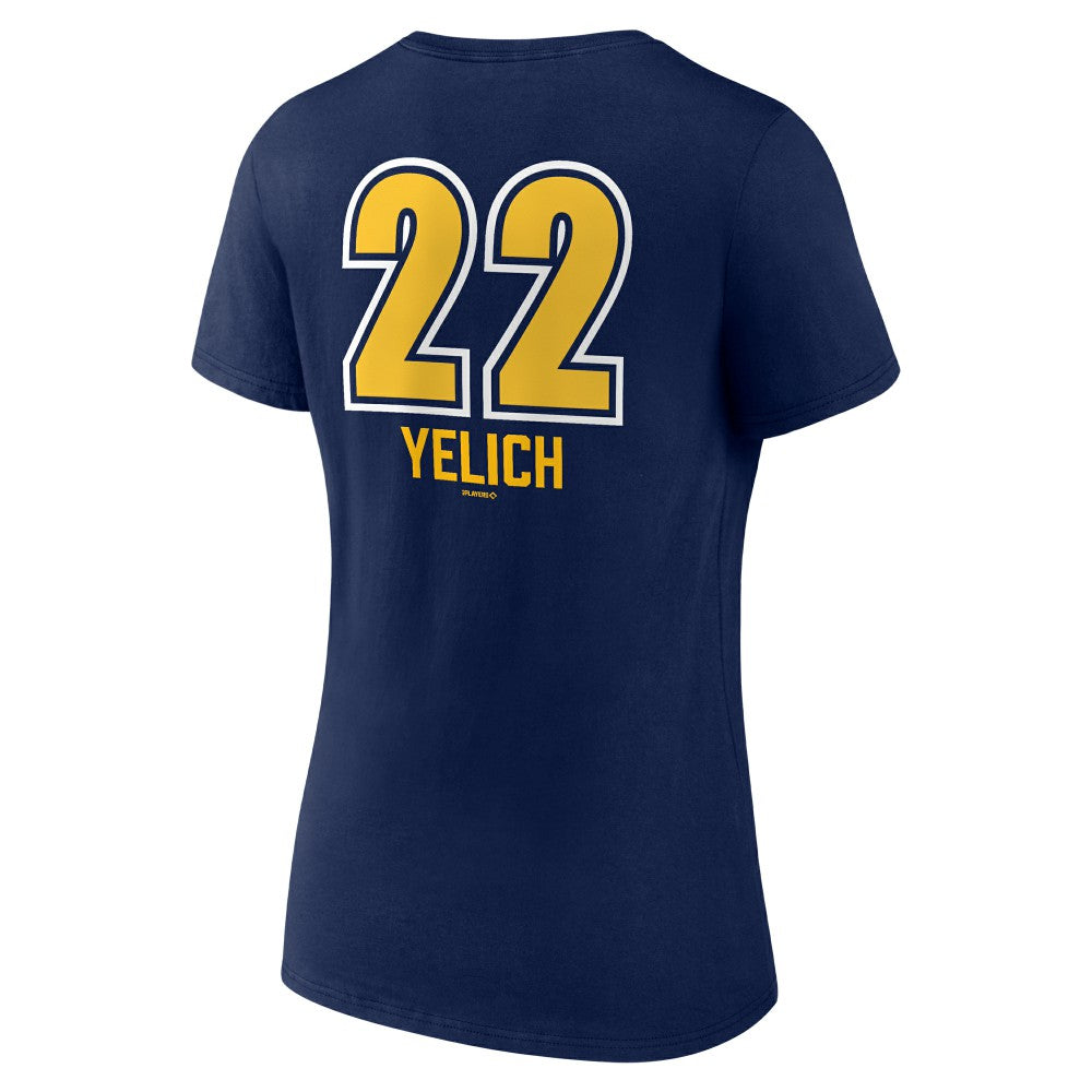 Christian Yelich Milwaukee Brewers Women's Name & Number Fastball V-Neck T-Shirt | MLB For sale