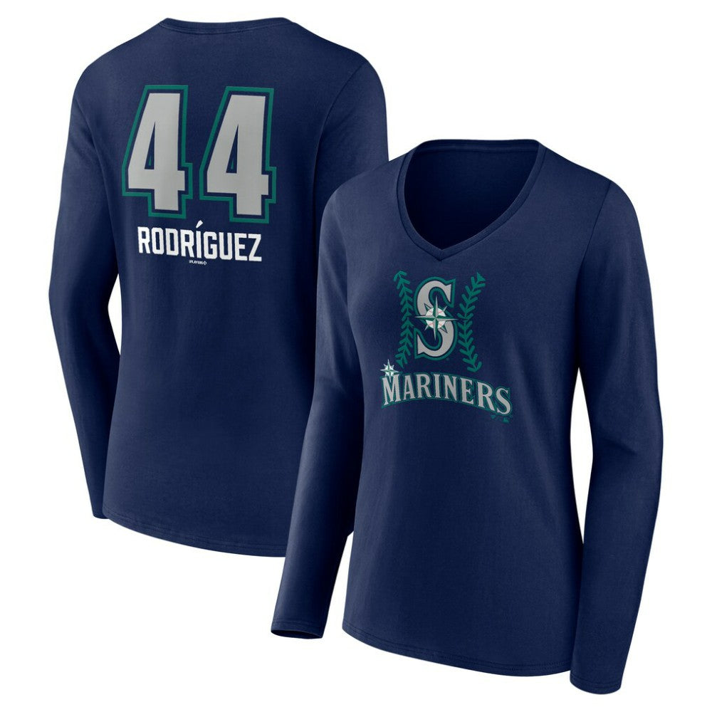 Julio Rodríguez Seattle Mariners Women's Name & Number Fastball V-Neck Long Sleeve T-Shirt | MLB Online