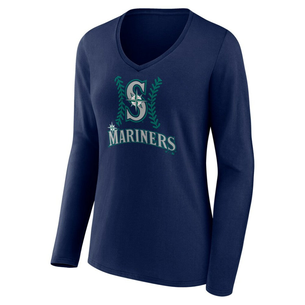 Julio Rodríguez Seattle Mariners Women's Name & Number Fastball V-Neck Long Sleeve T-Shirt | MLB Online