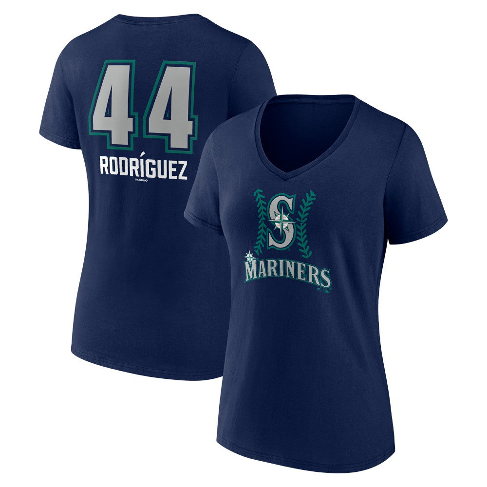 Julio Rodríguez Seattle Mariners Women's Name & Number Fastball V-Neck T-Shirt | MLB New
