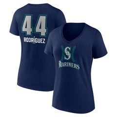 Julio Rodríguez Seattle Mariners Women's Name & Number Fastball V-Neck T-Shirt | MLB New