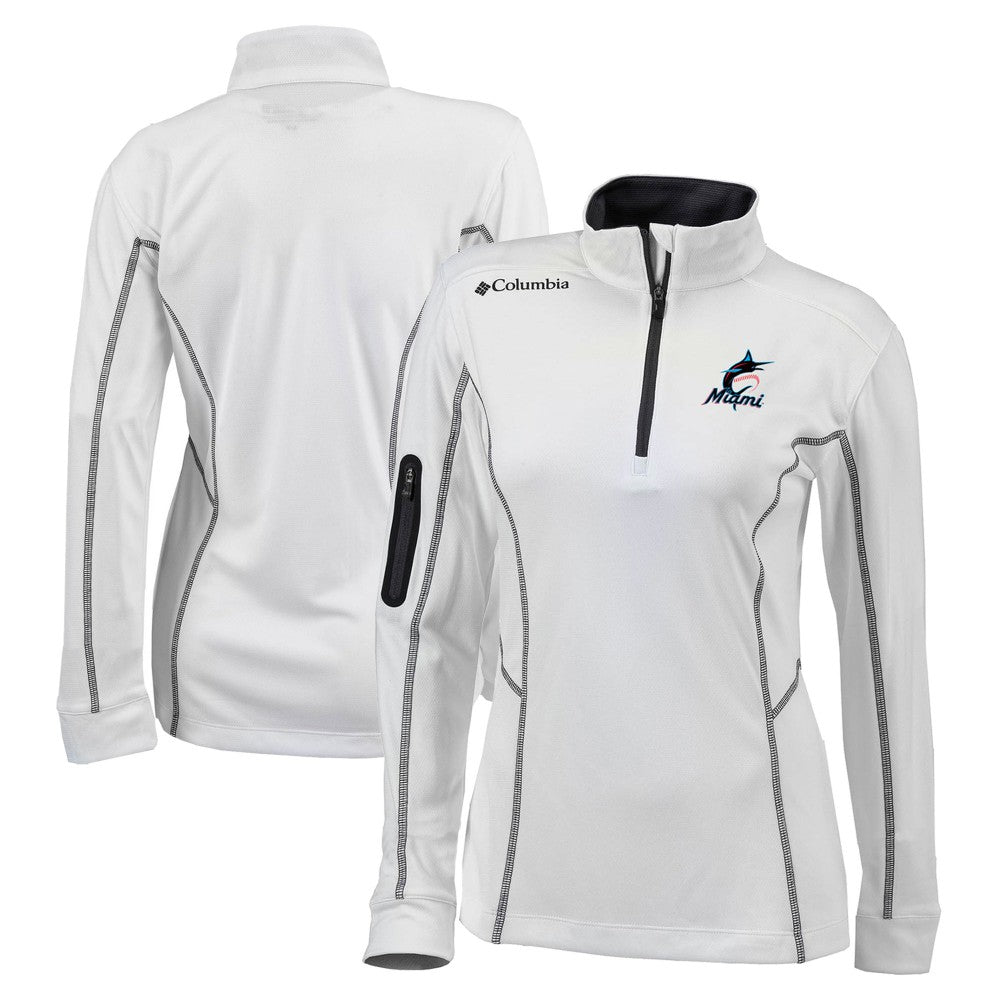 Miami Marlins Columbia Women's Omni-Wick Shotgun Quarter-Zip Pullover Top | MLB New