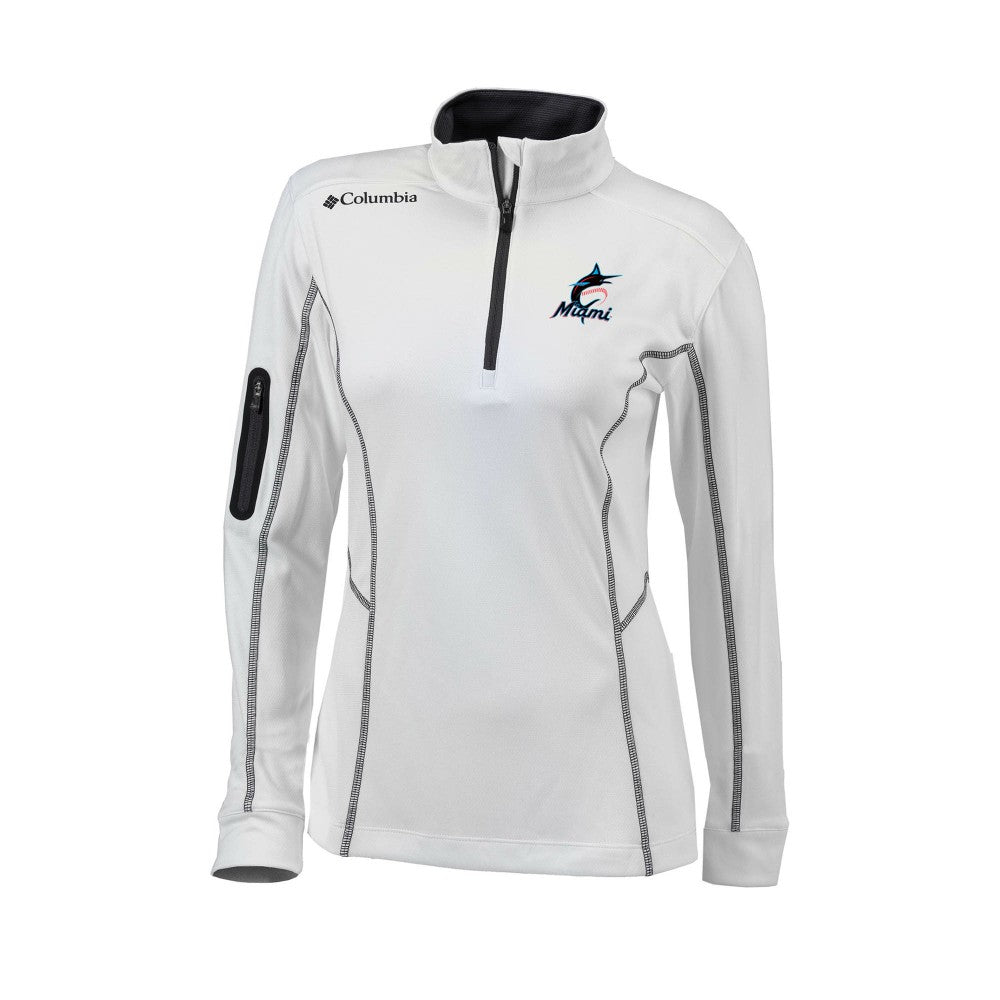 Miami Marlins Columbia Women's Omni-Wick Shotgun Quarter-Zip Pullover Top | MLB New