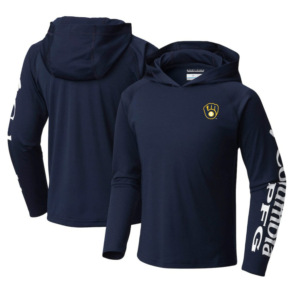 Milwaukee Brewers Columbia Youth Terminal Tackle Long Sleeve Hoodie T-Shirt | MLB Discount