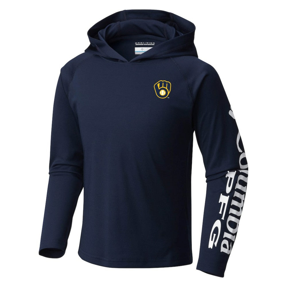 Milwaukee Brewers Columbia Youth Terminal Tackle Long Sleeve Hoodie T-Shirt | MLB Discount