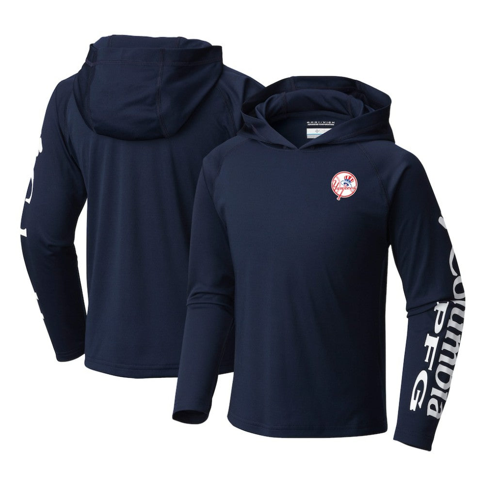 New York Yankees Columbia Youth Terminal Tackle Long Sleeve Hoodie T-Shirt | MLB Outlet