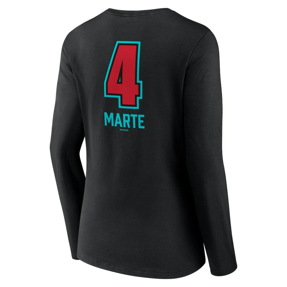 Ketel Marte Arizona Diamondbacks Women's Name & Number Fastball V-Neck Long Sleeve T-Shirt | MLB New