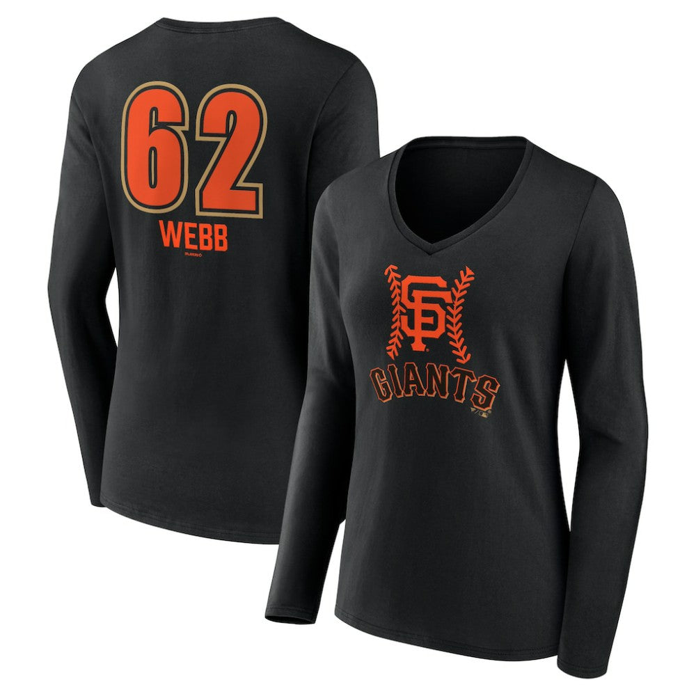 Logan Webb San Francisco Giants Women's Name & Number Fastball V-Neck Long Sleeve T-Shirt | MLB New