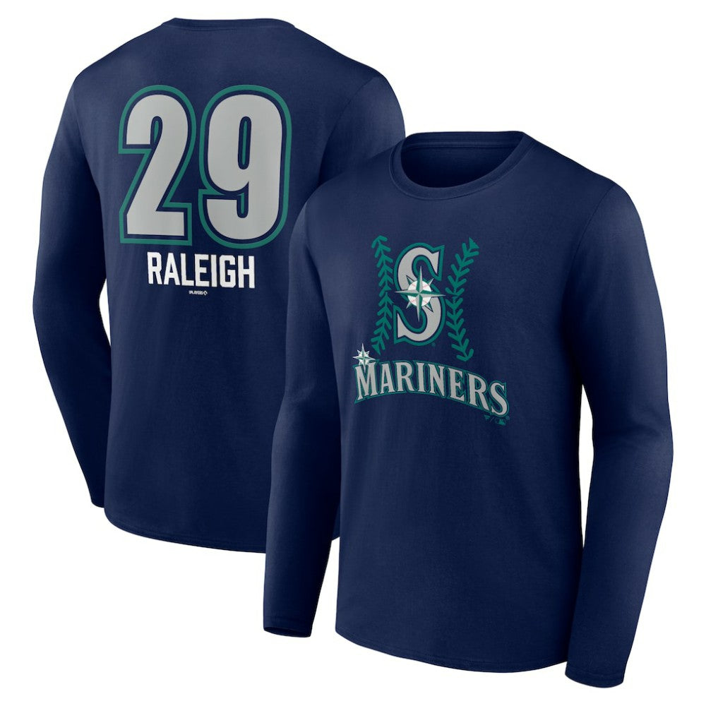Cal Raleigh Seattle Mariners Name & Number Fastball Long Sleeve T-Shirt | MLB New