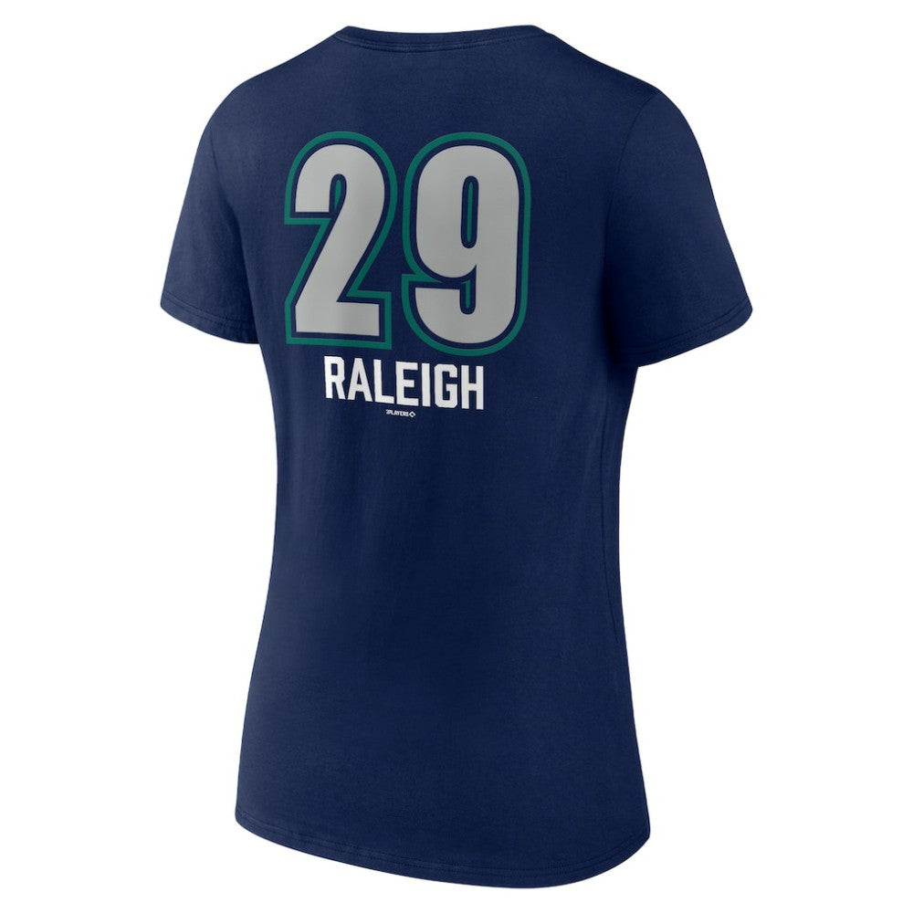 Cal Raleigh Seattle Mariners Women's Name & Number Fastball V-Neck T-Shirt | MLB Outlet