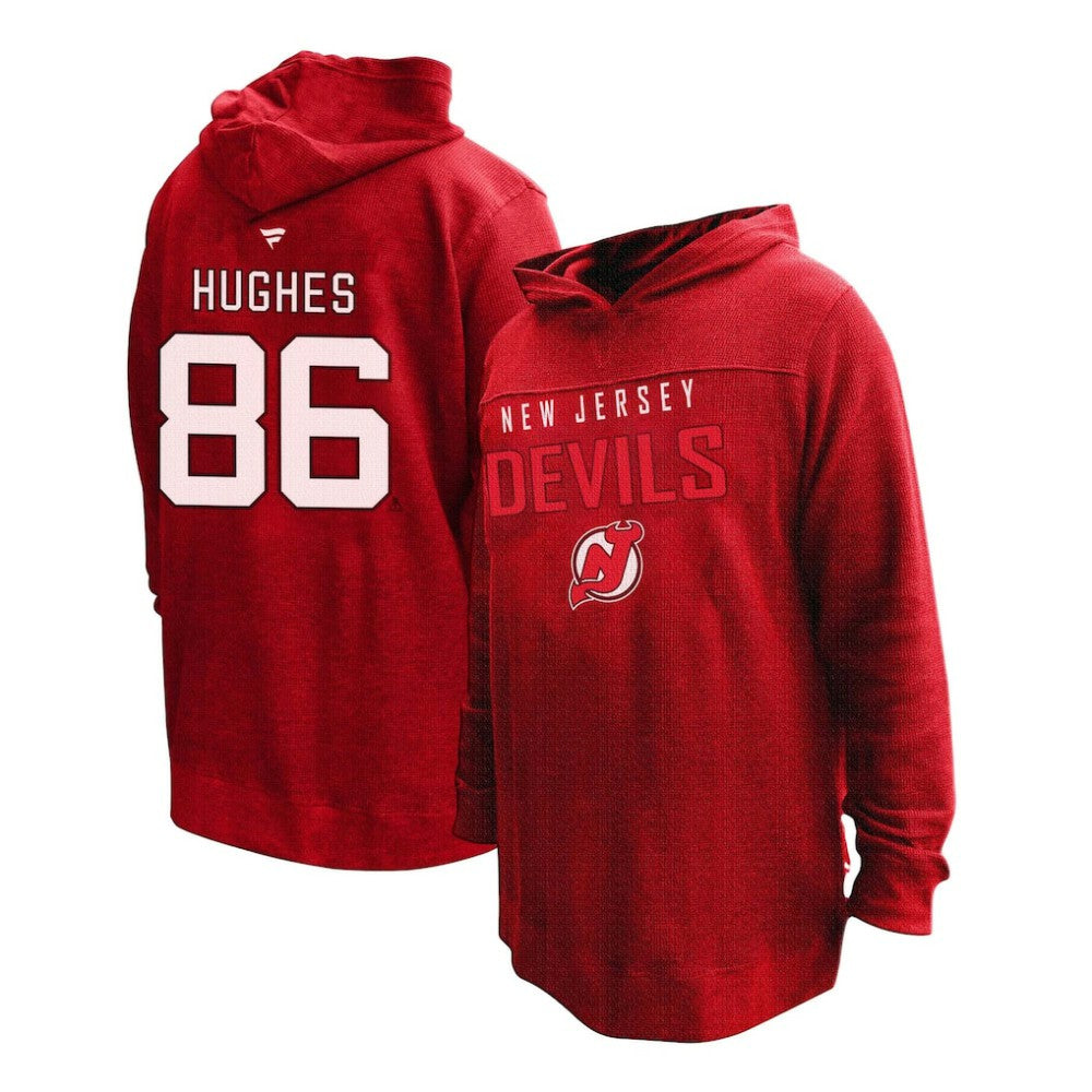 Jack Hughes New Jersey Devils Profile Women's Plus Size Name & Number Thermal Pullover Hoodie On Sale