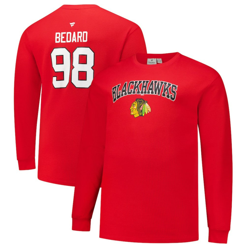 Connor Bedard Chicago Blackhawks Profile Big & Tall Name & Number Thermal Pullover Sweatshirt On Sale