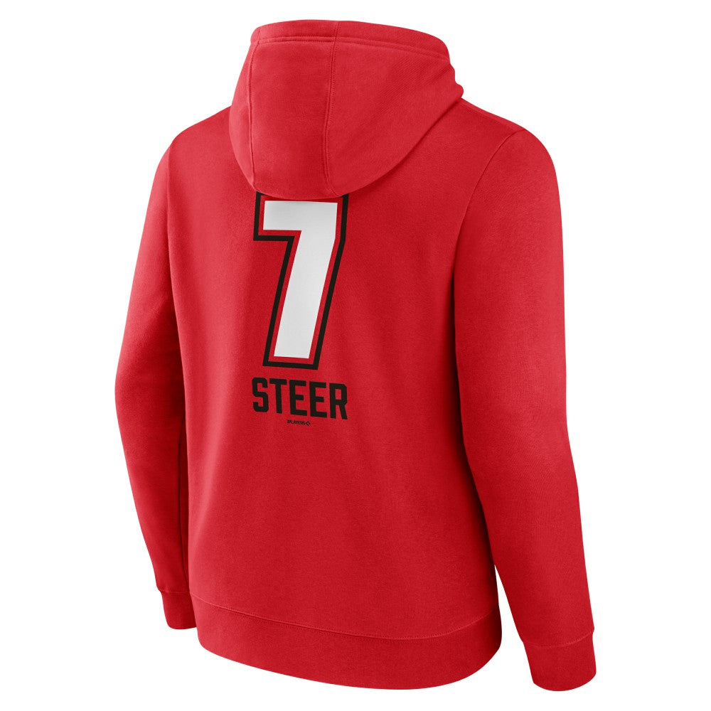 Spencer Steer Cincinnati Reds Name & Number Fastball Pullover Hoodie | MLB Shop