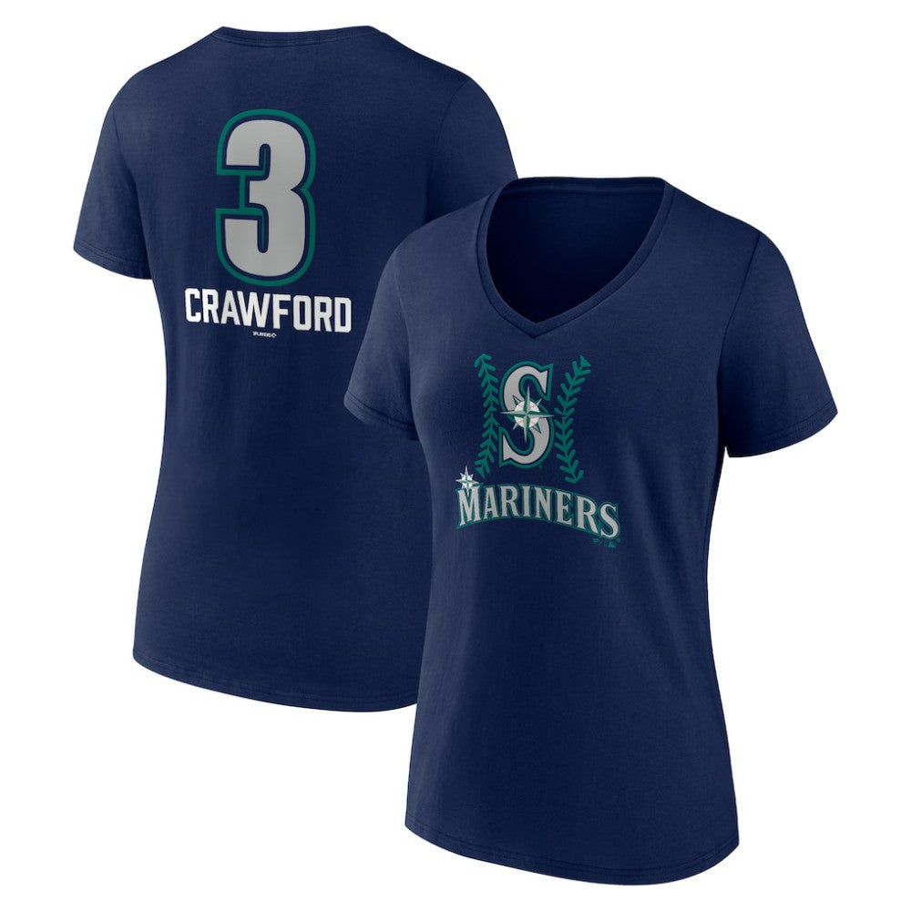 J.P. Crawford Seattle Mariners Women's Name & Number Fastball V-Neck T-Shirt | MLB US