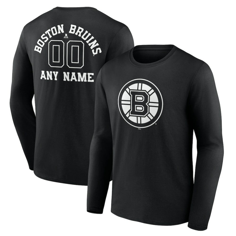 Boston Bruins Personalized Name & Number Monochrome Long Sleeve T-Shirt Online
