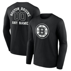 Boston Bruins Personalized Name & Number Monochrome Long Sleeve T-Shirt Online