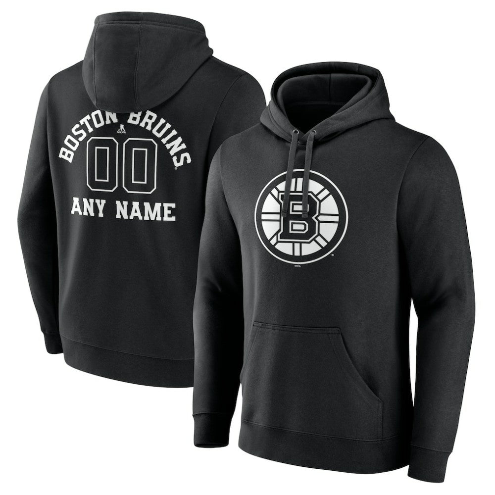Boston Bruins Personalized Name & Number Monochrome Pullover Hoodie Sale