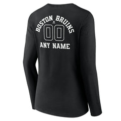 Boston Bruins Women's Personalized Name & Number Monochrome Long Sleeve V-Neck T-Shirt Outlet
