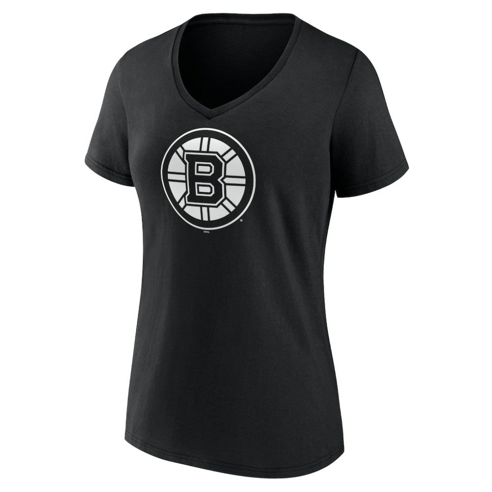 Boston Bruins Women's Personalized Name & Number Monochrome V-Neck T-Shirt For Sale