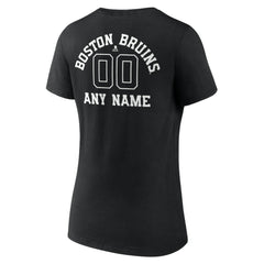 Boston Bruins Women's Personalized Name & Number Monochrome V-Neck T-Shirt For Sale