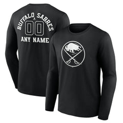 Buffalo Sabres Personalized Name & Number Monochrome Long Sleeve T-Shirt For Sale