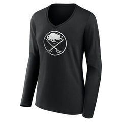 Buffalo Sabres Women's Personalized Name & Number Monochrome Long Sleeve V-Neck T-Shirt On Sale