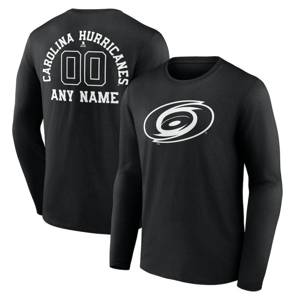 Carolina Hurricanes Personalized Name & Number Monochrome Long Sleeve T-Shirt On Sale