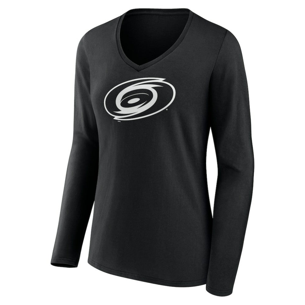 Carolina Hurricanes Women's Personalized Name & Number Monochrome Long Sleeve V-Neck T-Shirt For Sale