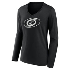 Carolina Hurricanes Women's Personalized Name & Number Monochrome Long Sleeve V-Neck T-Shirt For Sale
