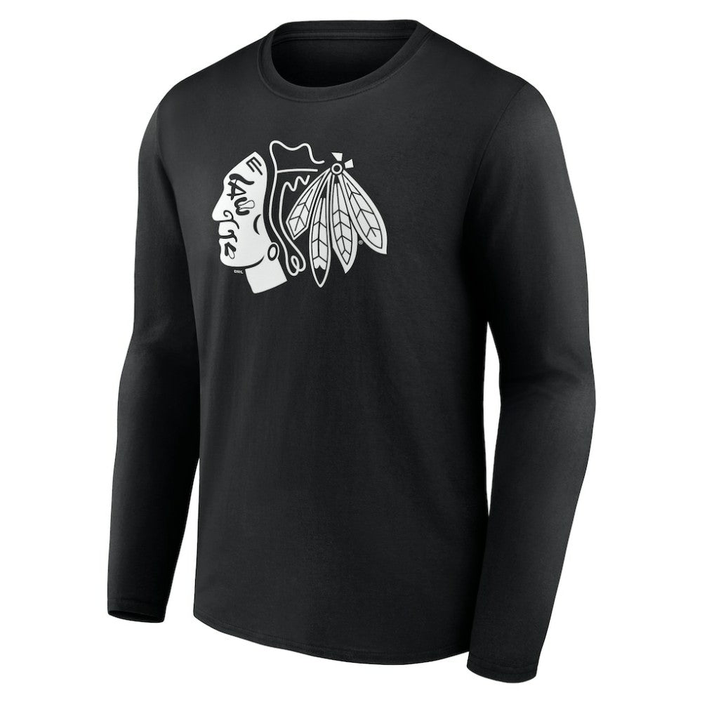 Chicago Blackhawks Personalized Name & Number Monochrome Long Sleeve T-Shirt On Sale
