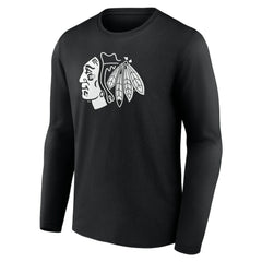 Chicago Blackhawks Personalized Name & Number Monochrome Long Sleeve T-Shirt On Sale