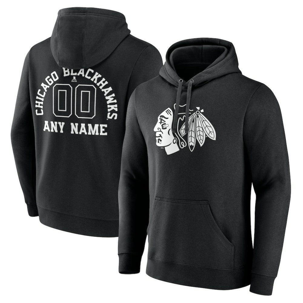 Chicago Blackhawks Personalized Name & Number Monochrome Pullover Hoodie Online