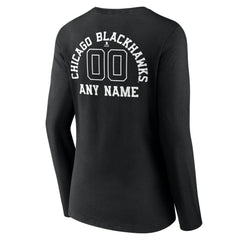 Chicago Blackhawks Women's Personalized Name & Number Monochrome Long Sleeve V-Neck T-Shirt On Sale