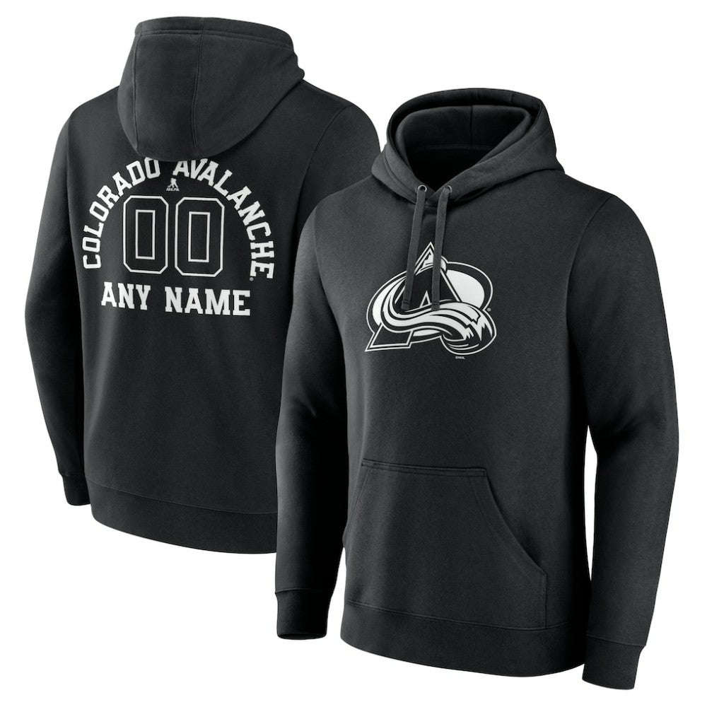 Colorado Avalanche Personalized Name & Number Monochrome Pullover Hoodie On Sale