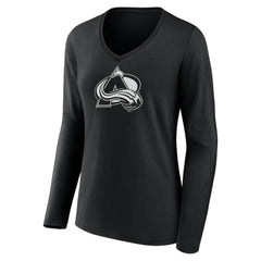 Colorado Avalanche Women's Personalized Name & Number Monochrome Long Sleeve V-Neck T-Shirt Sale