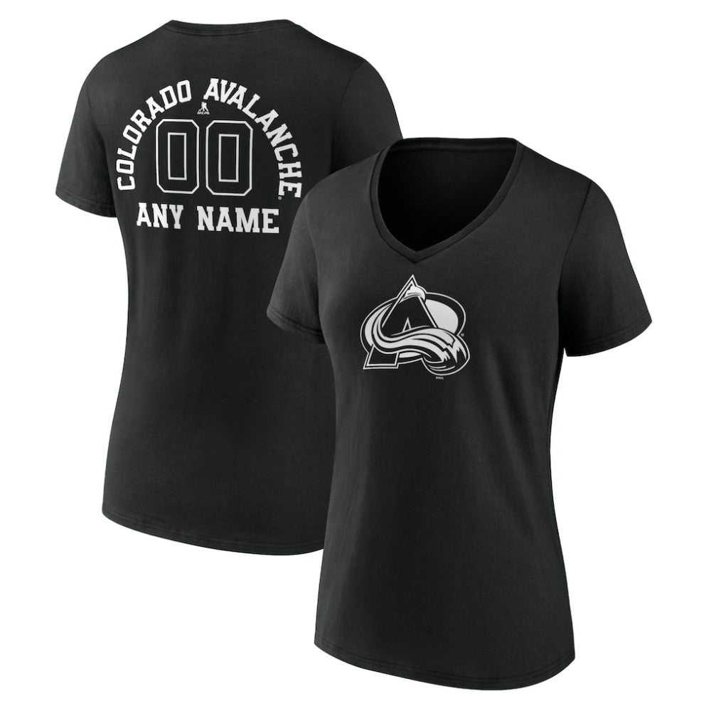 Colorado Avalanche Women's Personalized Name & Number Monochrome V-Neck T-Shirt For Sale