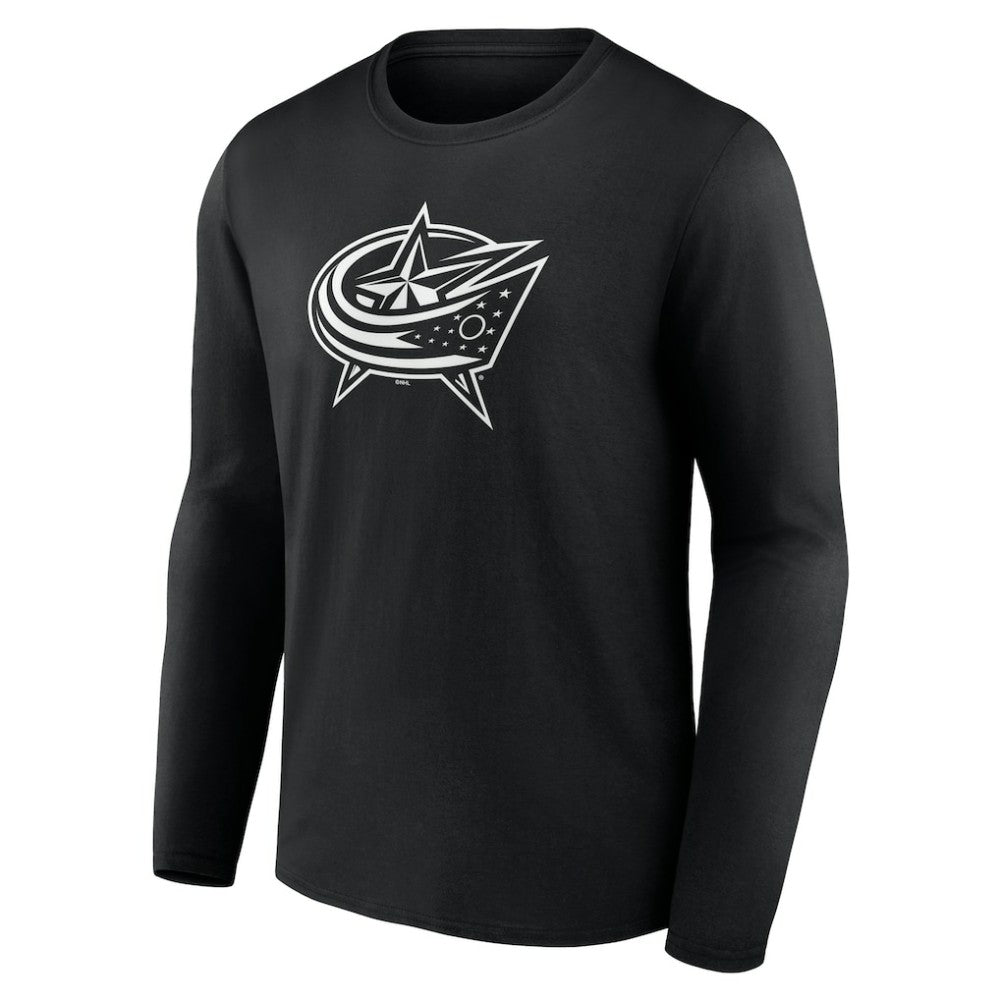 Columbus Blue Jackets Personalized Name & Number Monochrome Long Sleeve T-Shirt On Sale