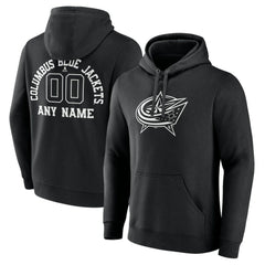Columbus Blue Jackets Personalized Name & Number Monochrome Pullover Hoodie Discount