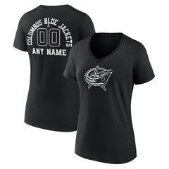 Columbus Blue Jackets Women's Personalized Name & Number Monochrome V-Neck T-Shirt Discount