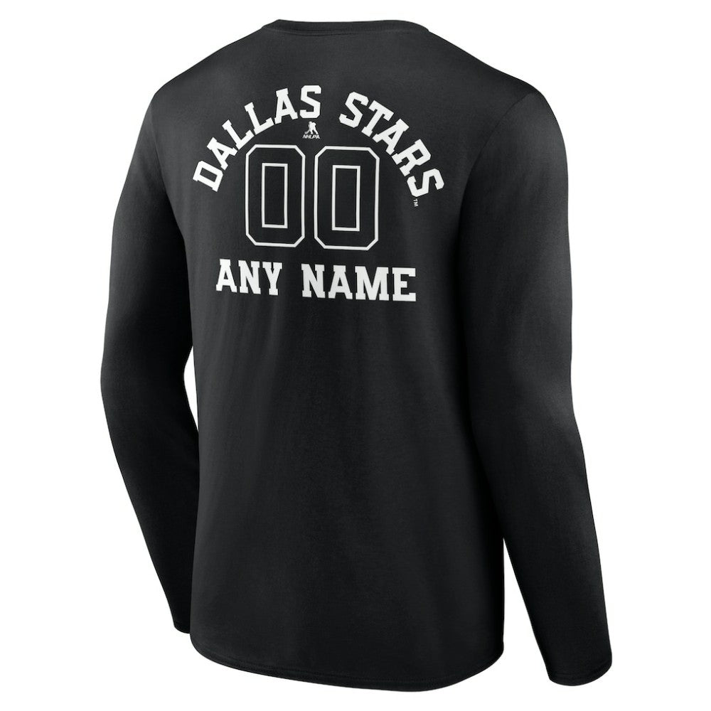Dallas Stars Personalized Name & Number Monochrome Long Sleeve T-Shirt On Sale