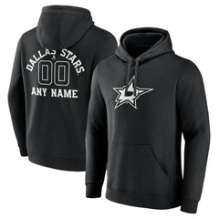 Dallas Stars Personalized Name & Number Monochrome Pullover Hoodie Discount