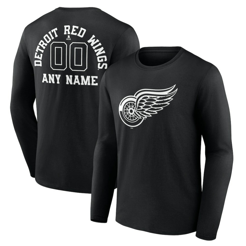 Detroit Red Wings Personalized Name & Number Monochrome Long Sleeve T-Shirt Sale