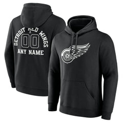 Detroit Red Wings Personalized Name & Number Monochrome Pullover Hoodie Sale