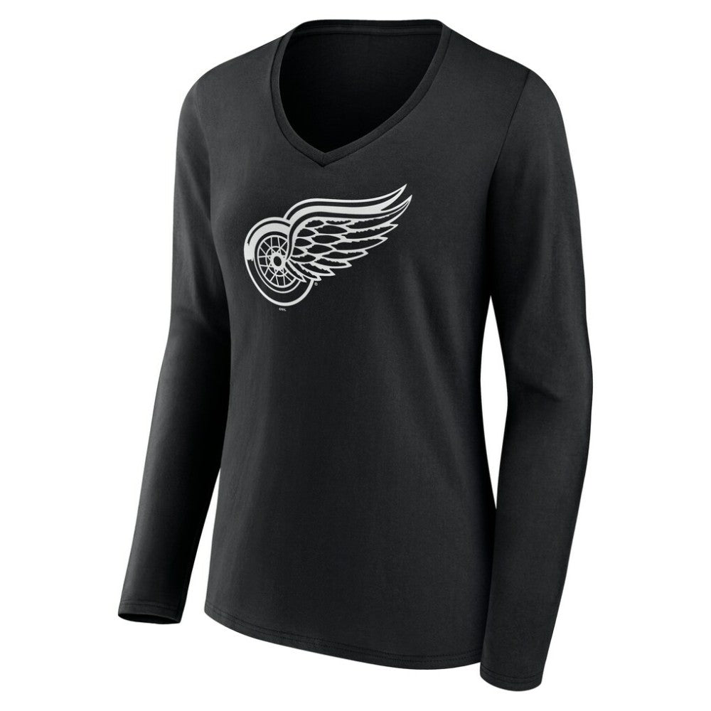 Detroit Red Wings Women's Personalized Name & Number Monochrome Long Sleeve V-Neck T-Shirt On Sale