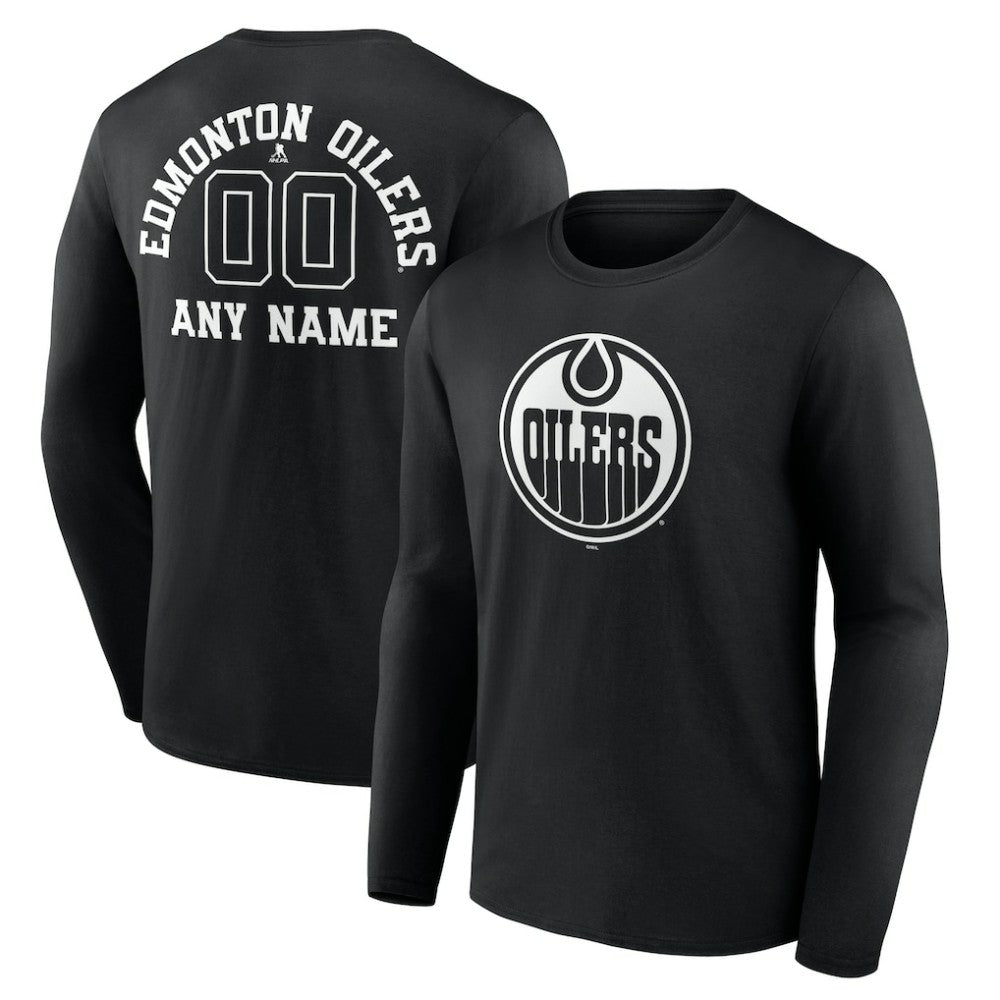 Edmonton Oilers Personalized Name & Number Monochrome Long Sleeve T-Shirt Discount