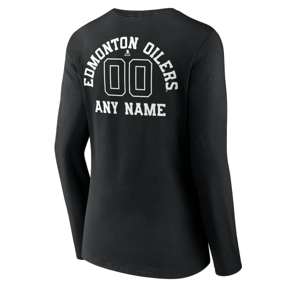Edmonton Oilers Women's Personalized Name & Number Monochrome Long Sleeve V-Neck T-Shirt Sale