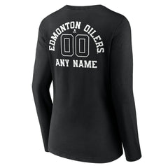Edmonton Oilers Women's Personalized Name & Number Monochrome Long Sleeve V-Neck T-Shirt Sale