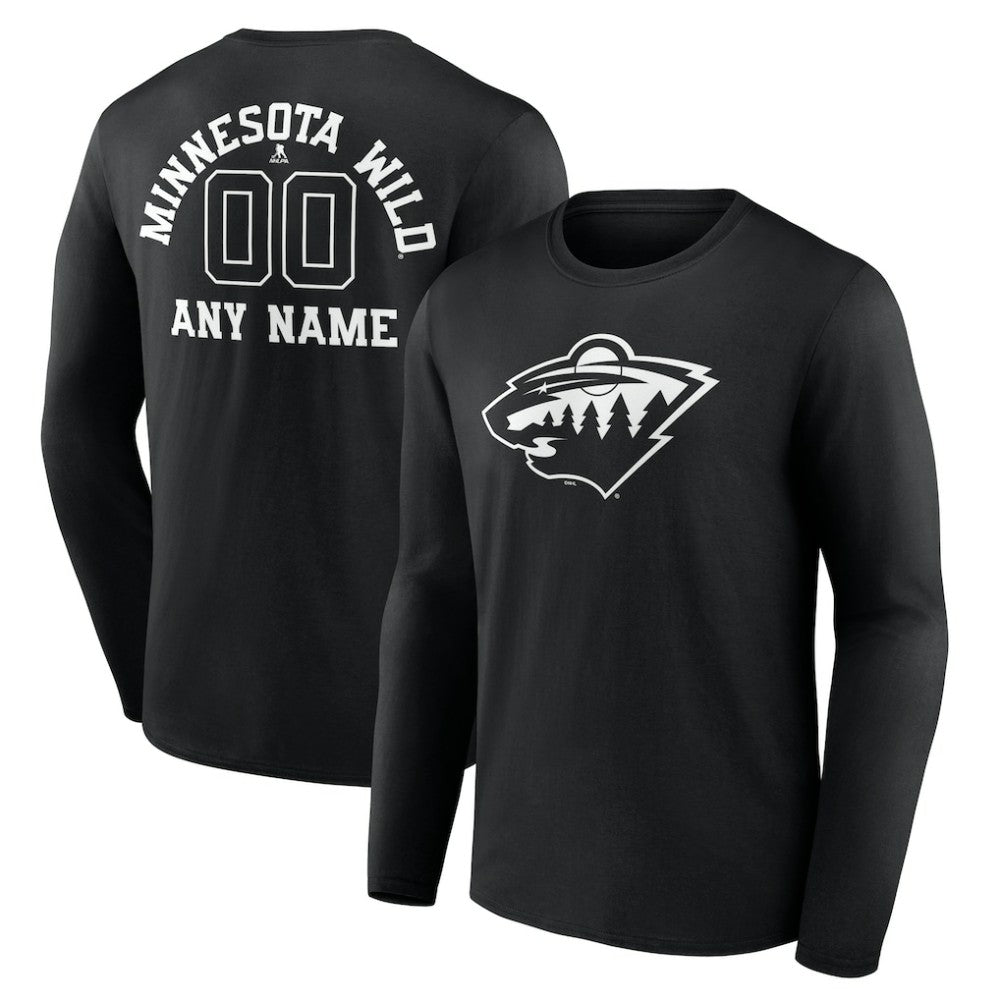Minnesota Wild Personalized Name & Number Monochrome Long Sleeve T-Shirt For Sale